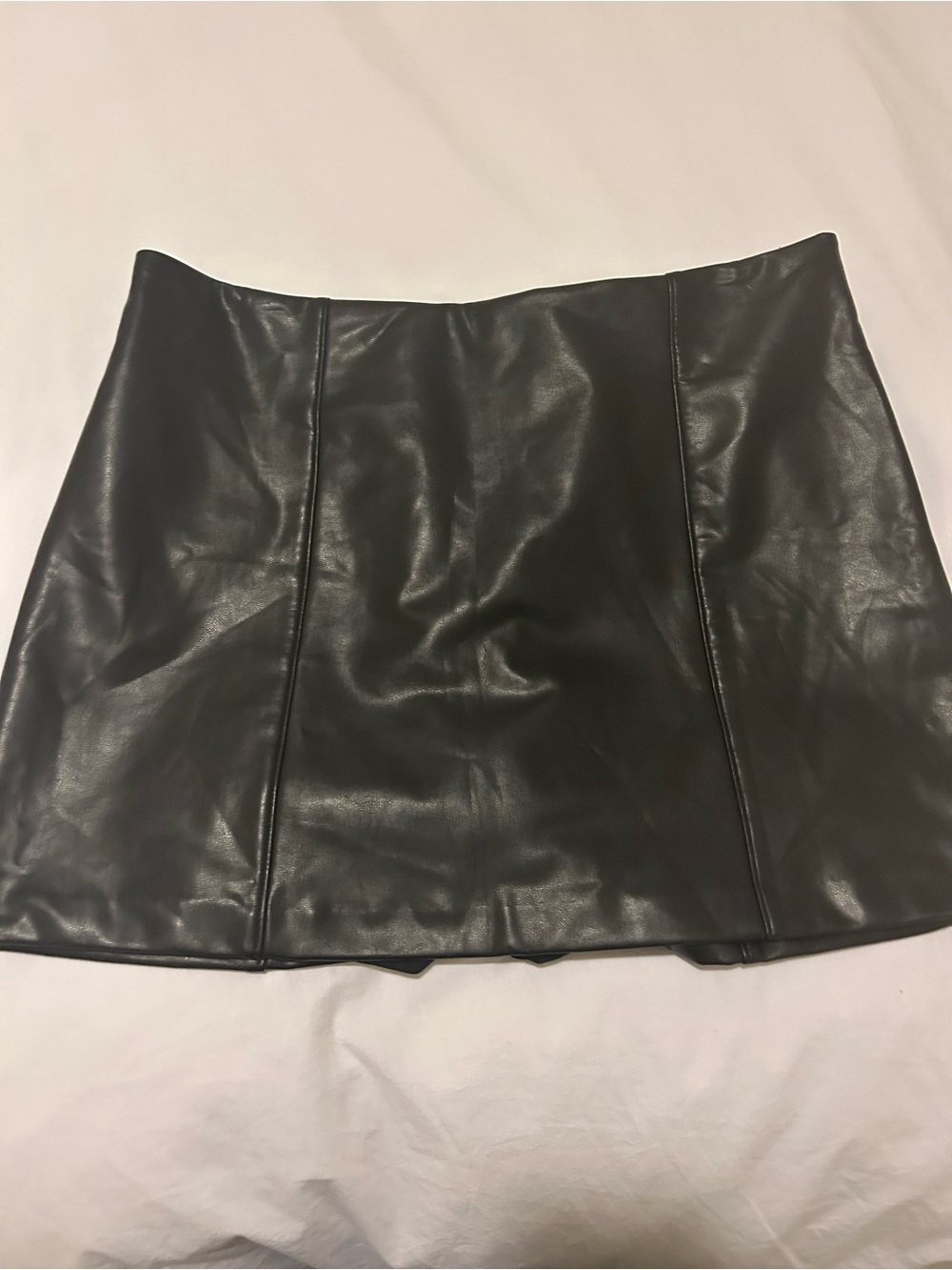 Black Faux Leather Mini Skirt - Sleek A-Line Style